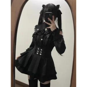 Bluzka Jirai Kei z koszulą JK - słodki styl Lolita Y2K Pomarańczowy