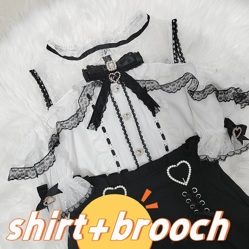 Bluzka Kawaii Lolita z długim rękawem w stylu japońskim Ciemnoszary