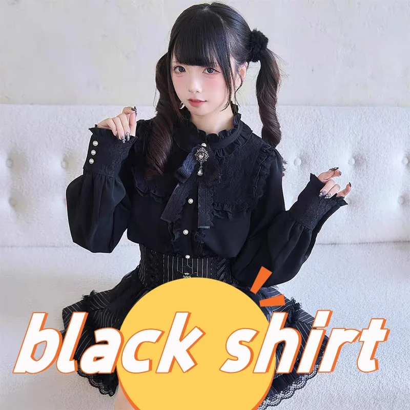 Bluzka Kawaii Lolita z długim rękawem w stylu japońskim Różowy
