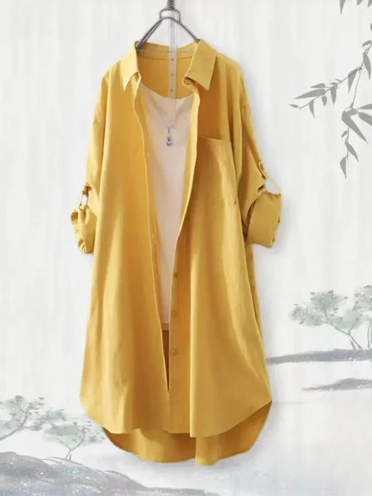 Bluzka plus size tunika midi z długim rękawem na jesień Fioletowy