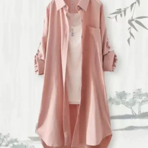 Bluzka plus size tunika midi z długim rękawem na jesień Złoto