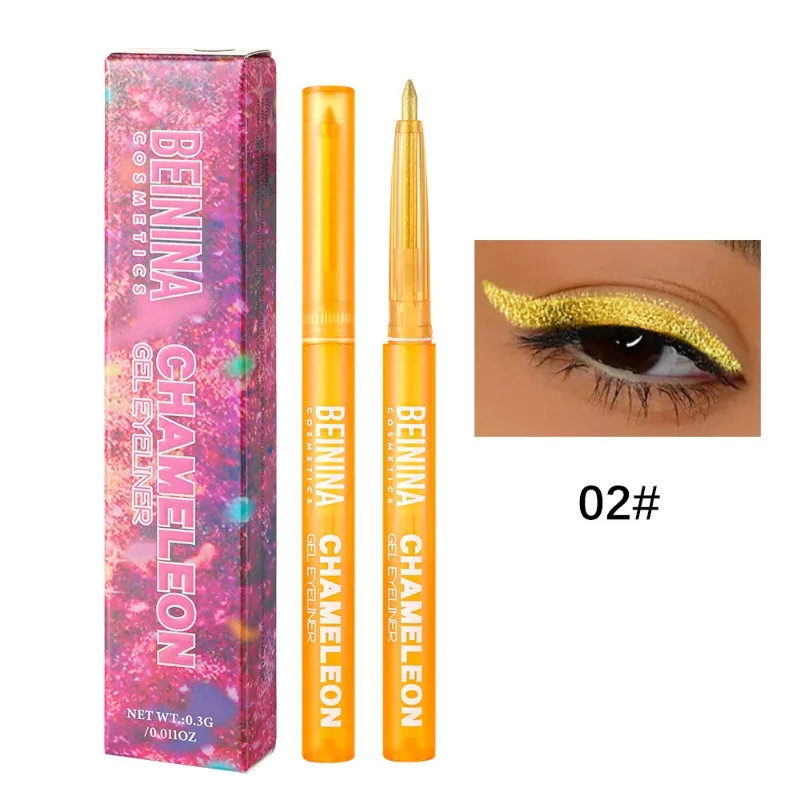 Błyszczący żelowy eyeliner fioletowy perłowy metaliczny brokatowy Błękitny