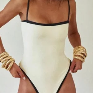 Body bez pleców damskie kombinezon letni halter strój kąpielowy Błękitny