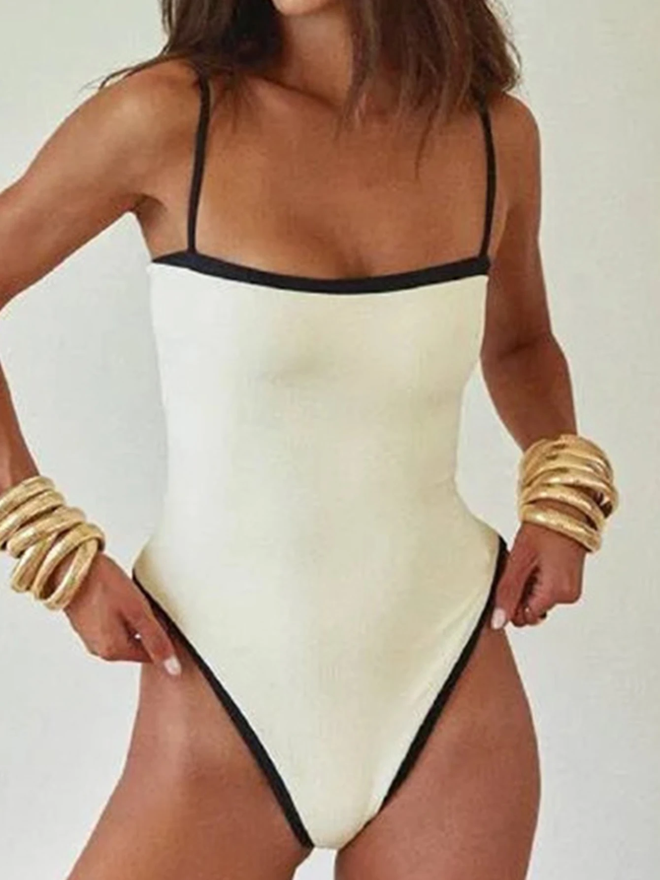 Body bez pleców damskie kombinezon letni halter strój kąpielowy Błękitny