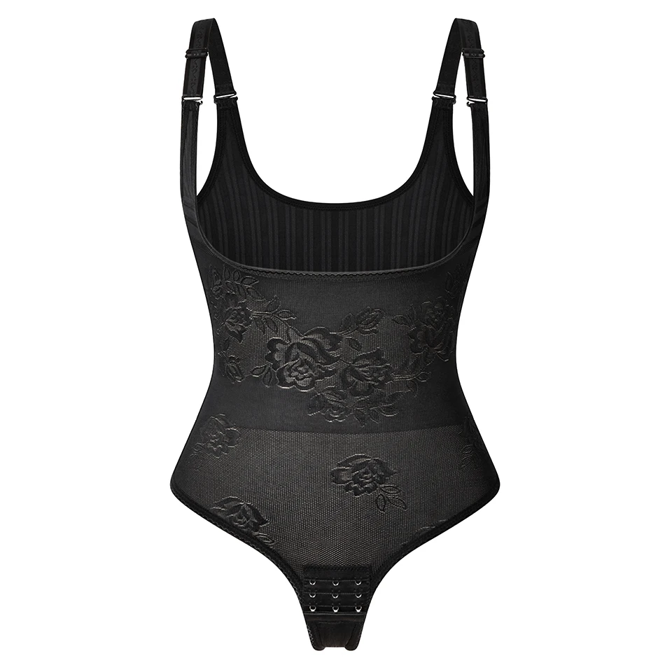 Body modelujące brzuch i talię z gorsetem i stringami shapewear Czarny