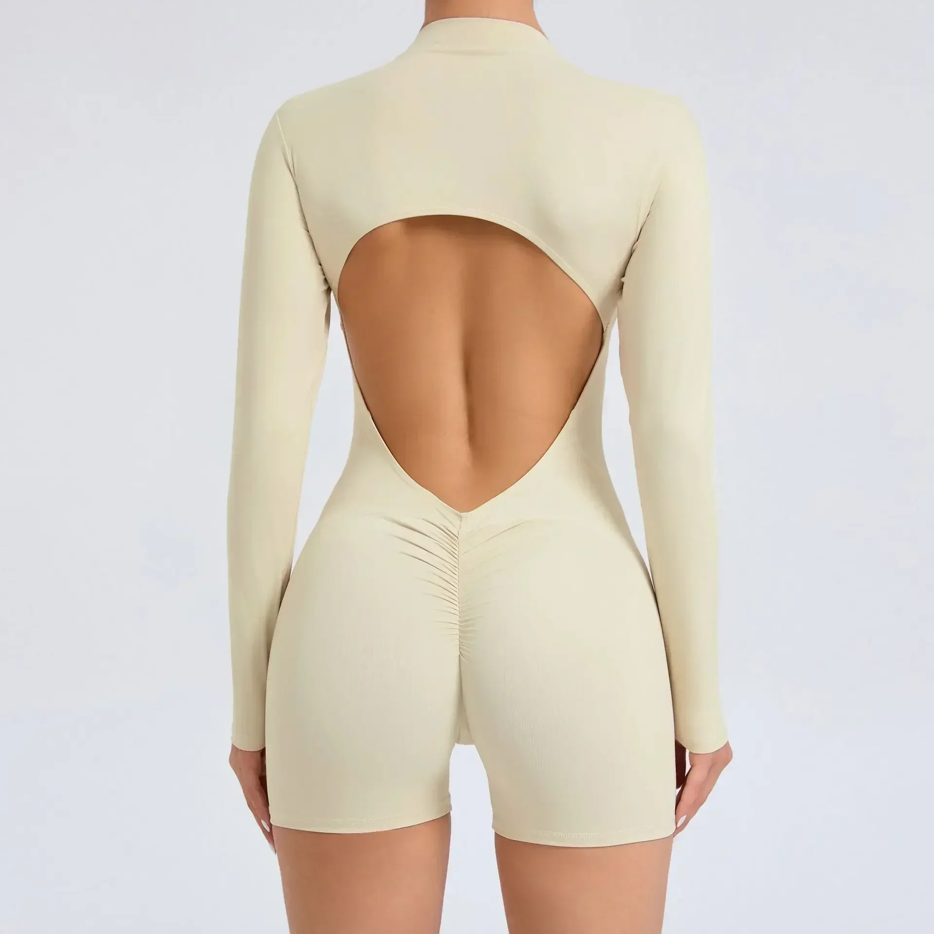 Body sportowe V-back Scrunch Push Up z zamkiem damskie Zielony