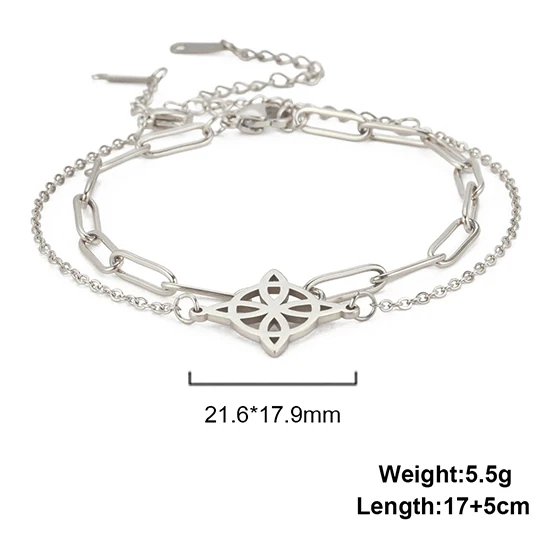 Boho bransoletka na nogę z celtyckim węzłem — warstwowy anklet plażowy Posrebrzane