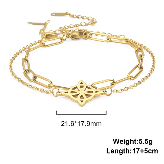 Boho bransoletka na nogę z celtyckim węzłem — warstwowy anklet plażowy Rodowany