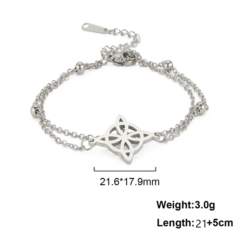 Boho bransoletka na nogę z celtyckim węzłem — warstwowy anklet plażowy Złoty kolor