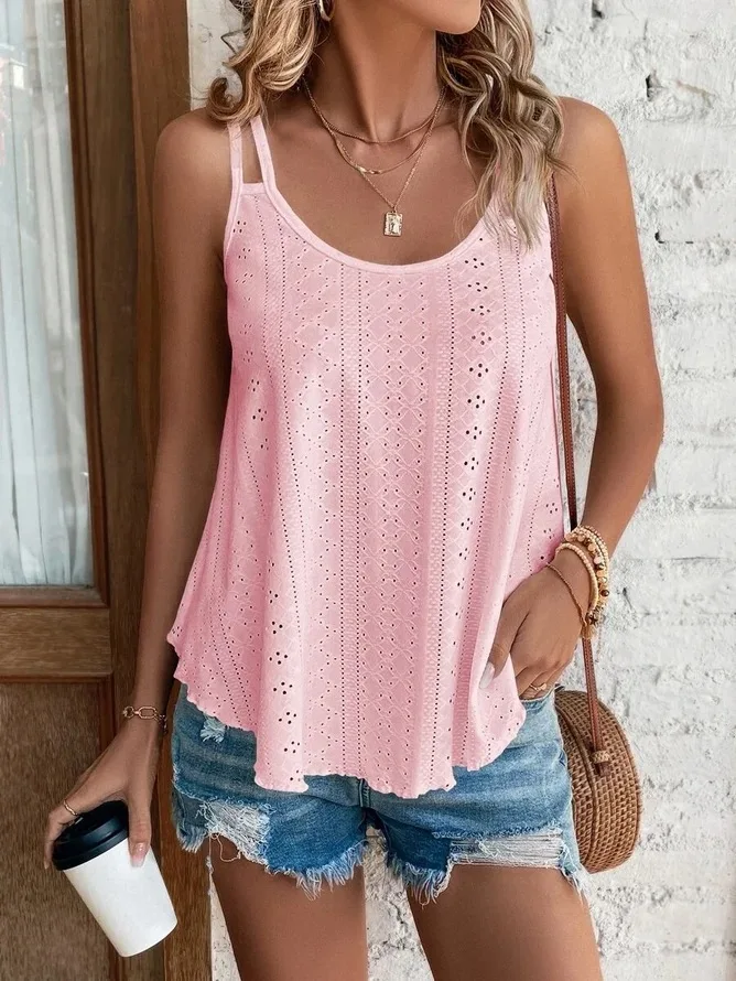 Boho koszulka bez rękawów z wycięciem plus size do 5XL Niebieski
