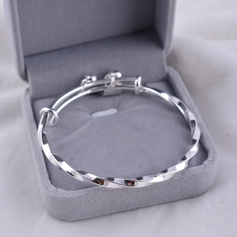 Bransoletka bangle ze srebra 925 pleciona Czarny