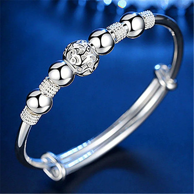 Bransoletka bangle ze srebra 925 pleciona Różowy