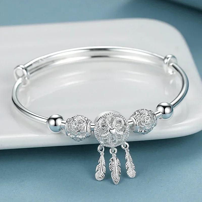 Bransoletka bangle ze srebra 925 pleciona Srebrny