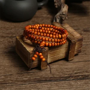 Bransoletka z drewna sandałowego mala 6 mm Imitacja rodowana