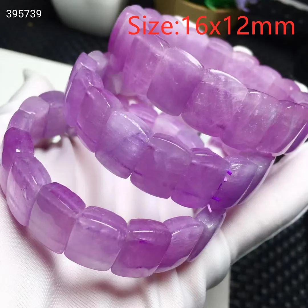 Bransoletka z naturalnego fioletowego kunzytu – koraliki 12×16 mm Czarny