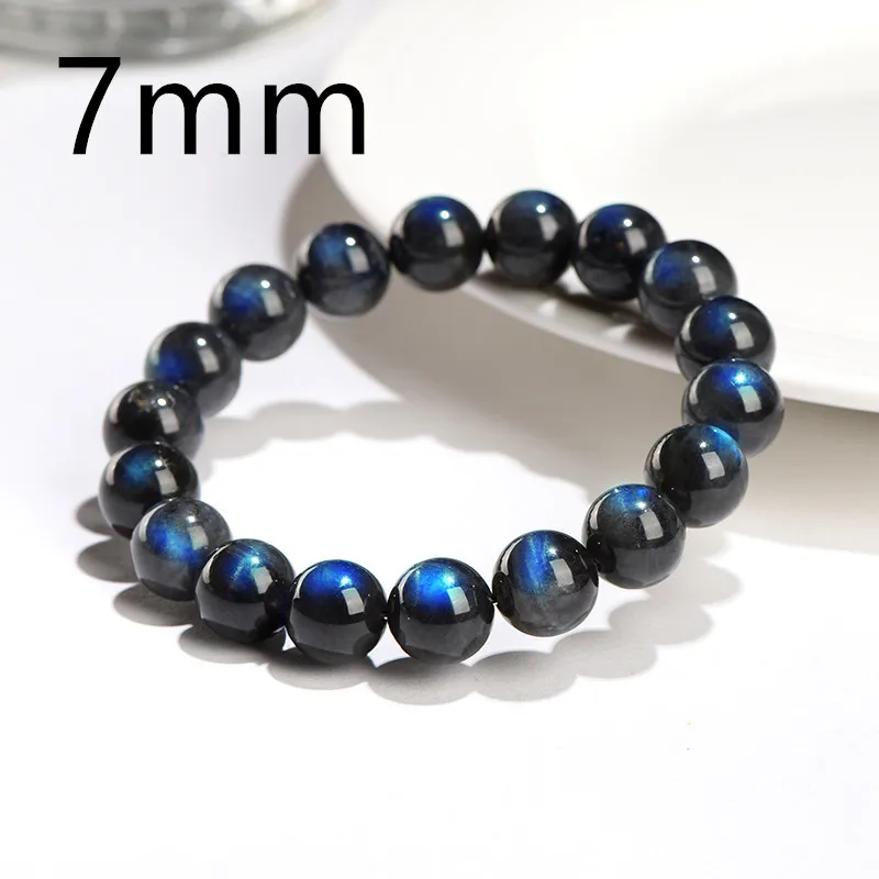Bransoletka z naturalnego labradorytу efekt kociego oka 8-10 mm Czerwony