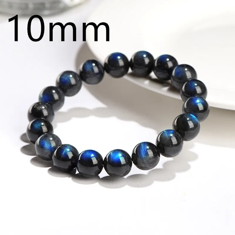 Bransoletka z naturalnego labradorytу efekt kociego oka 8-10 mm Zielony