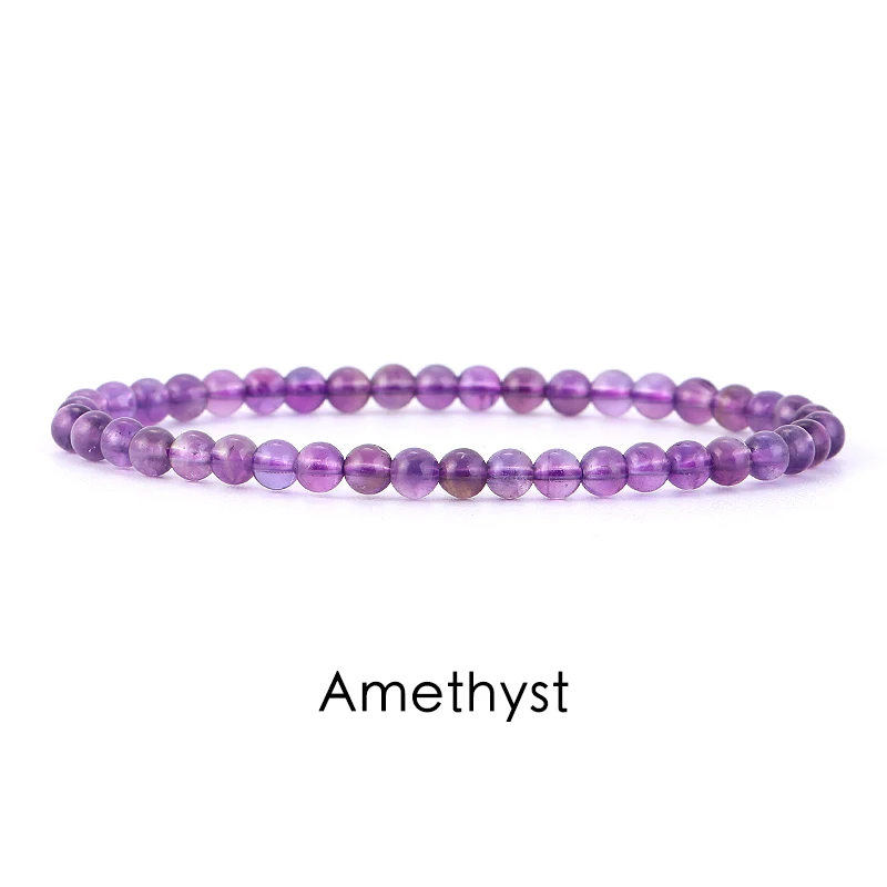 Bransoletka z naturalnych kamieni 4mm ametyst kryształ agat Biały