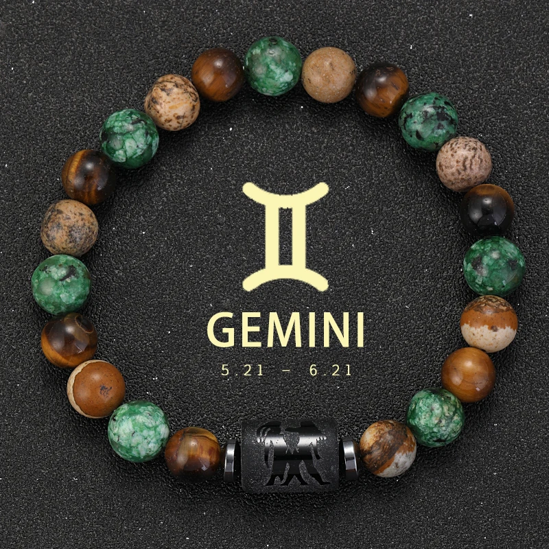 Bransoletka z naturalnych kamieni ze znakami zodiaku Czerwony