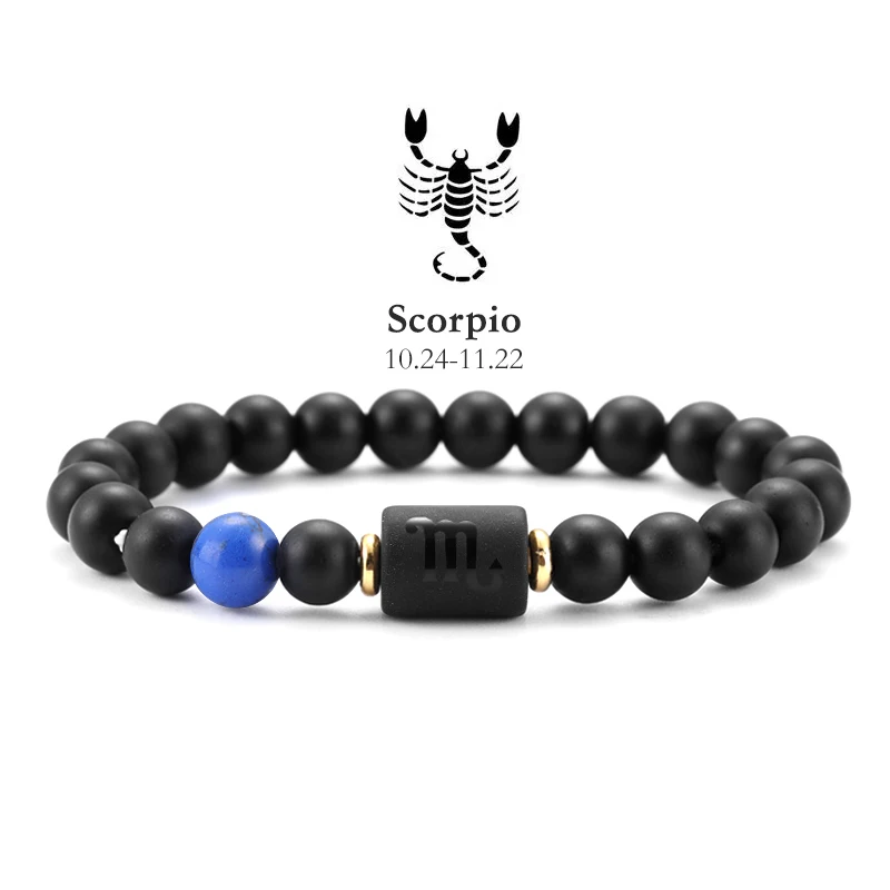 Bransoletka z naturalnych kamieni ze znakami zodiaku Różowy