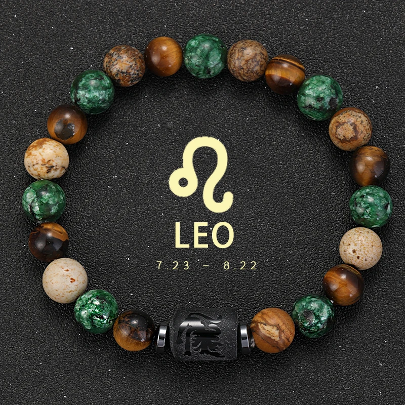 Bransoletka z naturalnych kamieni ze znakami zodiaku żółty