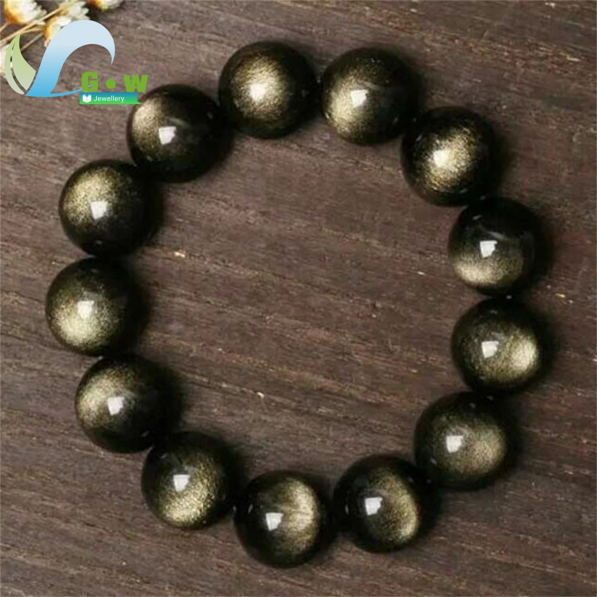 Bransoletka z obsydianu kocie oko na sznurku amulet Czarny
