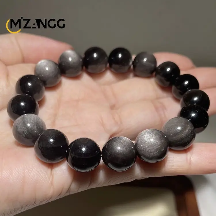 Bransoletka z obsydianu z figurką PiXiu — amulet na szczęście Błękitny