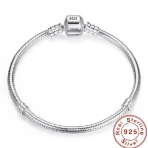 Bransoletka ręcznie robiona 925 – wężowy splot charms damska