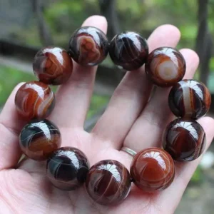 Bransoletka sardonyx w stylu etnicznym średnio brązowy