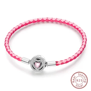 Bransoletka srebrna 925 z muszelką i niebieską liną – DIY charms Niebieski