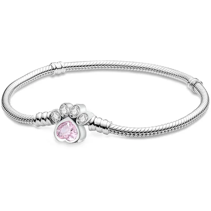 Bransoletka srebrna serce pazur 925 – koralik DIY love heart Niebieski