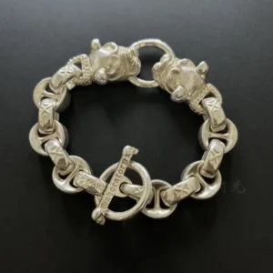 Bransoletka ze srebra 925 z głową psa – unisex luxury Antyczne srebro
