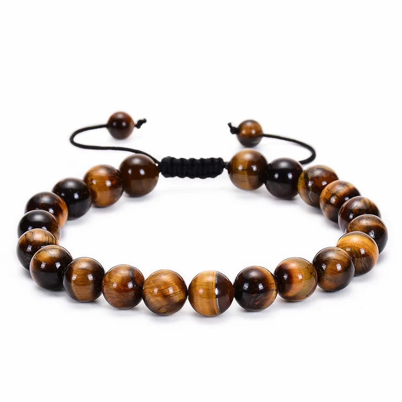 Bransoletka z tygrysiego oka i kamienia lawowego Fiolet kobaltowy