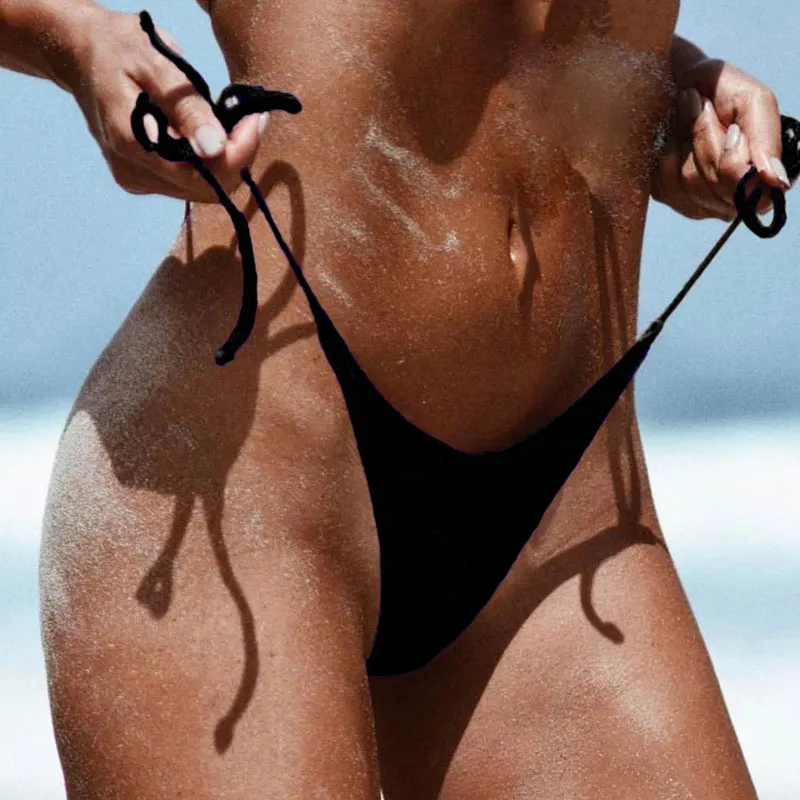 Brazylijskie mini bikini sznurowane z niskim stanem Khaki