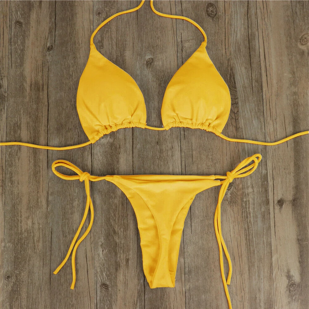 Brazylijski bikini string z wiązaniem bocznym damski Fioletowy