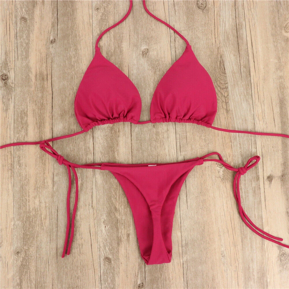 Brazylijski bikini string z wiązaniem bocznym damski Khaki