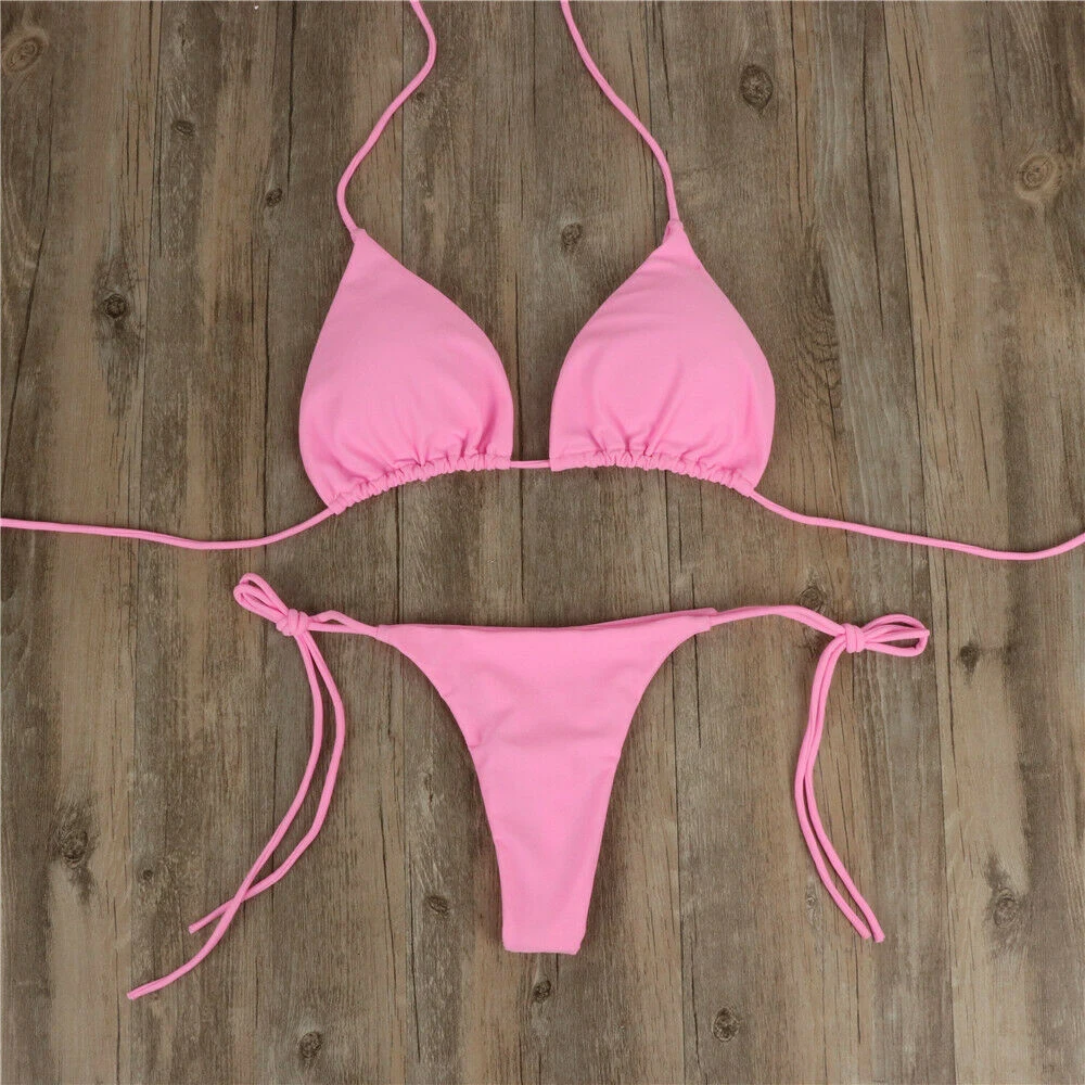Brazylijski bikini string z wiązaniem bocznym damski Pomarańczowy
