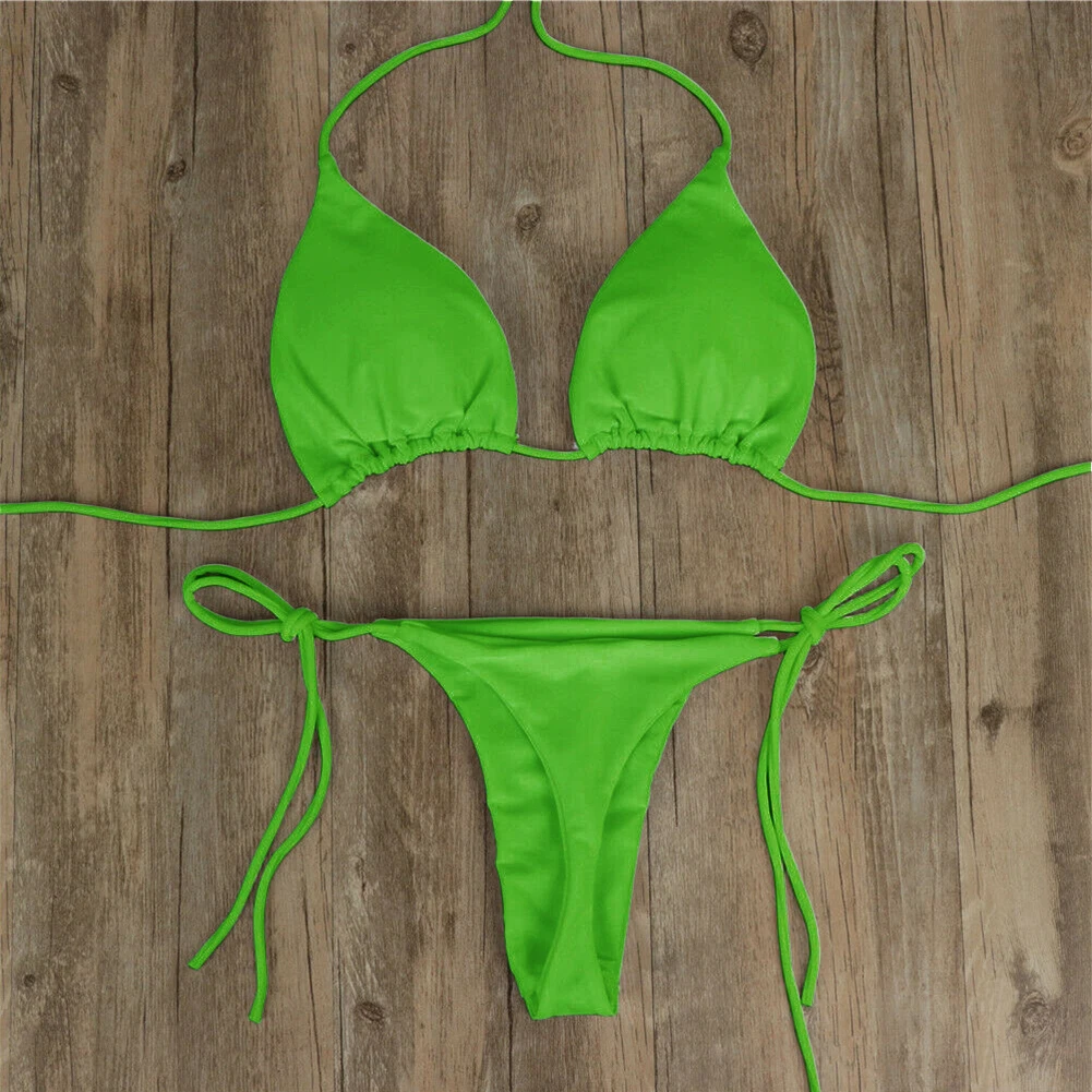 Brazylijski bikini string z wiązaniem bocznym damski Różowy