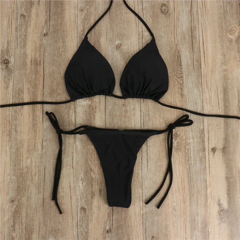 Brazylijski bikini string z wiązaniem bocznym damski Zielony