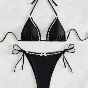 Brazylijskie bikini damskie seksowny zestaw kąpielowy Czarny
