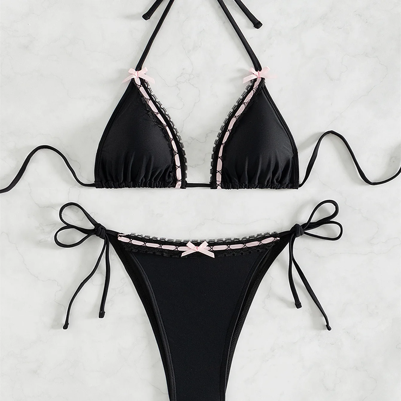 Brazylijskie bikini damskie seksowny zestaw kąpielowy Czarny