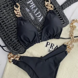 Brazylijskie bikini push up z trójkątnymi miseczkami i wiązaniem Szary