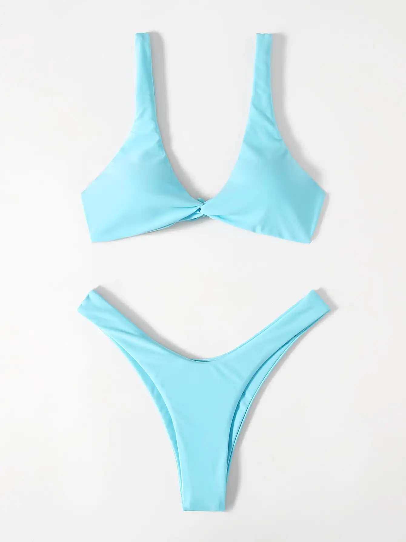 Brazylijskie bikini push-up z wiązaniem Błękitny