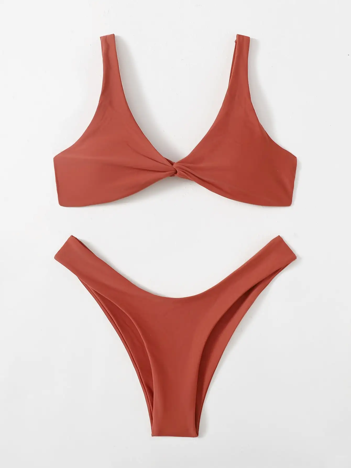 Brazylijskie bikini push-up z wiązaniem Brązowy