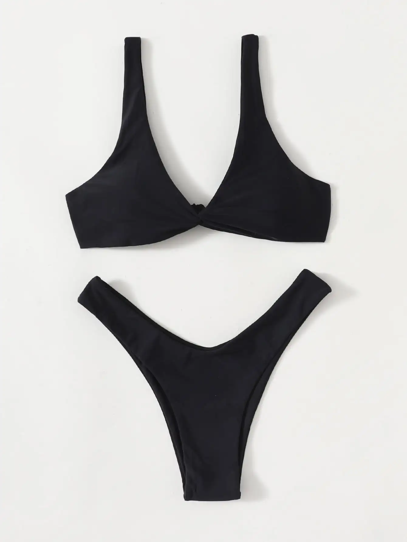 Brazylijskie bikini push-up z wiązaniem Czarny