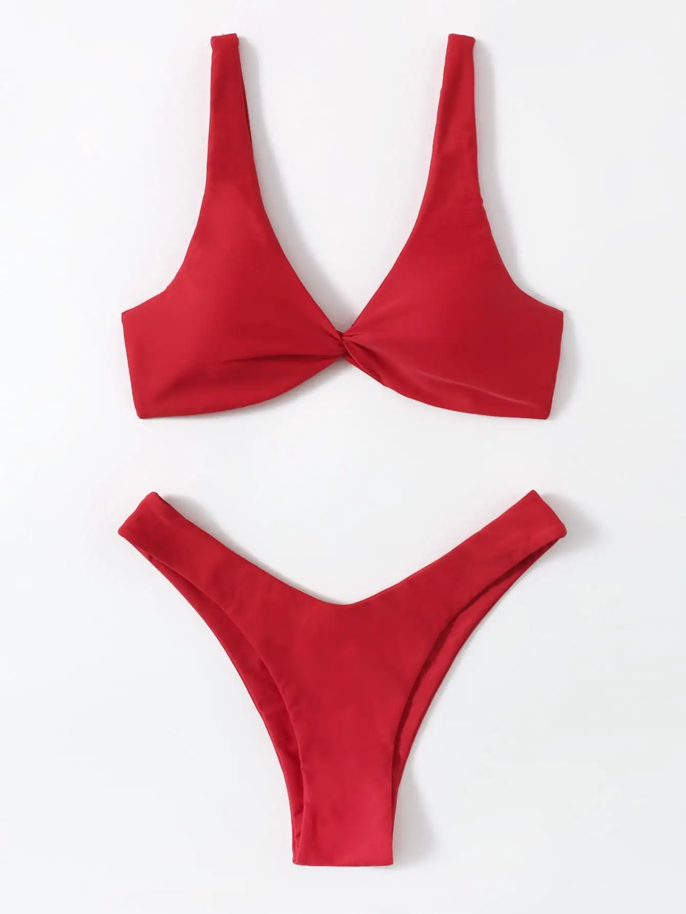 Brazylijskie bikini push-up z wiązaniem Czerwony