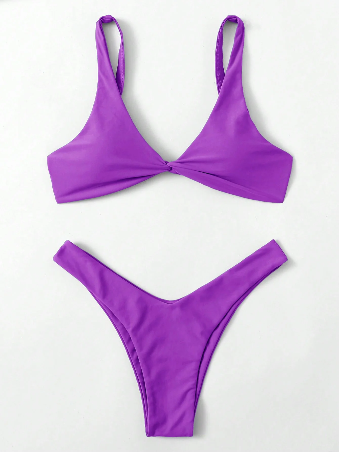 Brazylijskie bikini push-up z wiązaniem Fioletowy