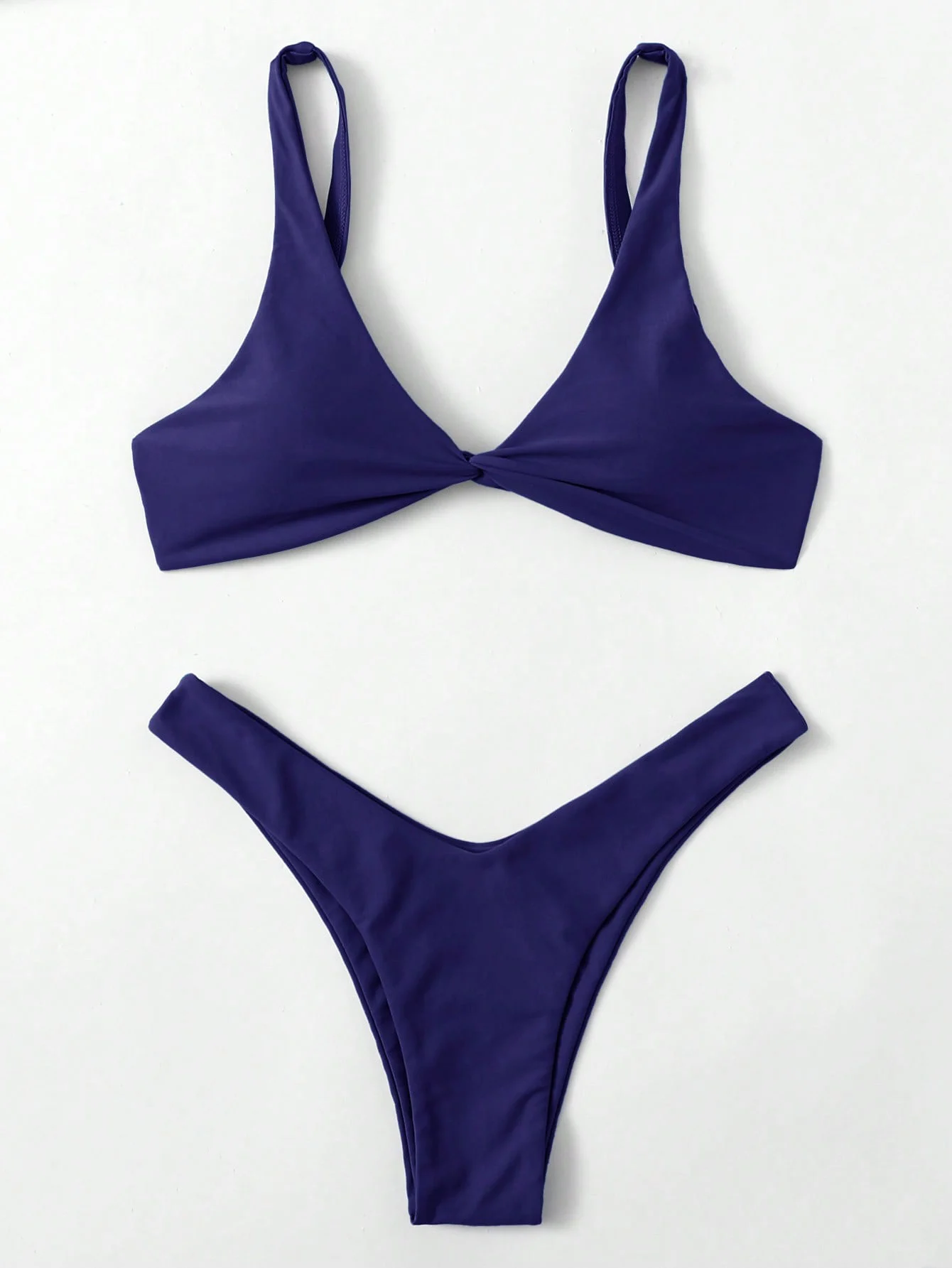 Brazylijskie bikini push-up z wiązaniem Głęboki niebieski