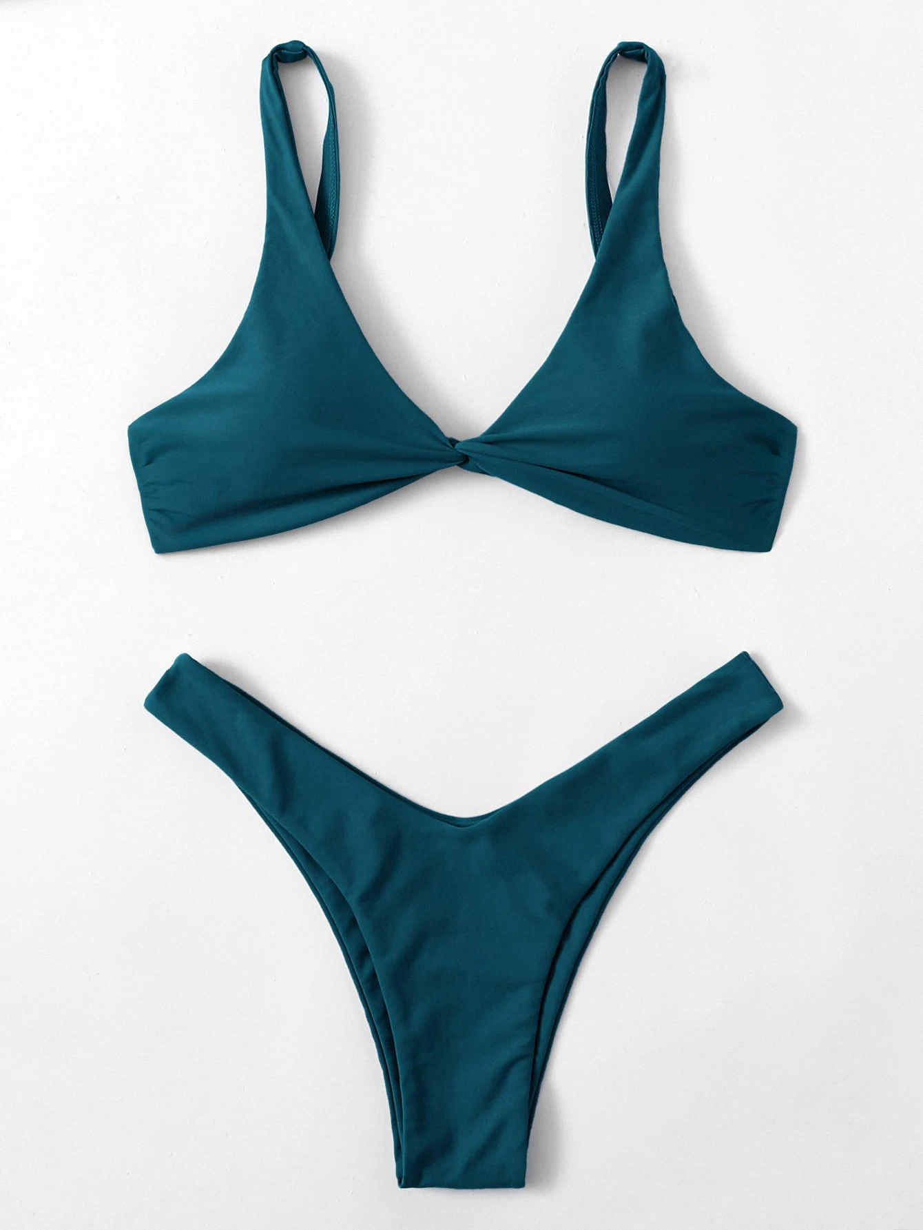 Brazylijskie bikini push-up z wiązaniem Malachitowe niebieskie