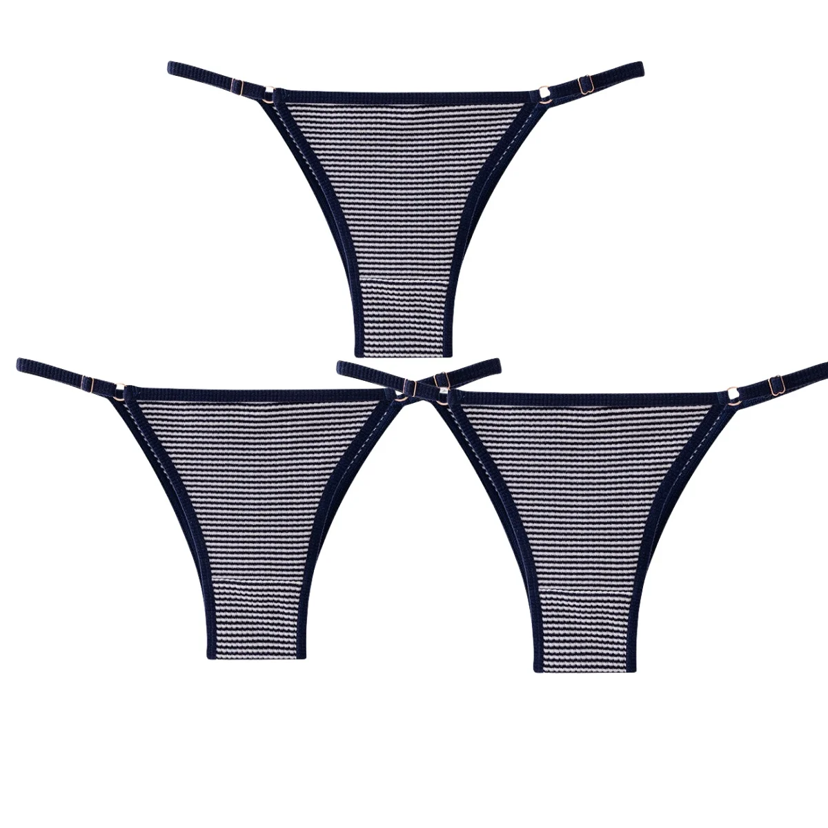 Brazylijskie figi bikini z dzianiny wafelkowej 3-pak Beżowy